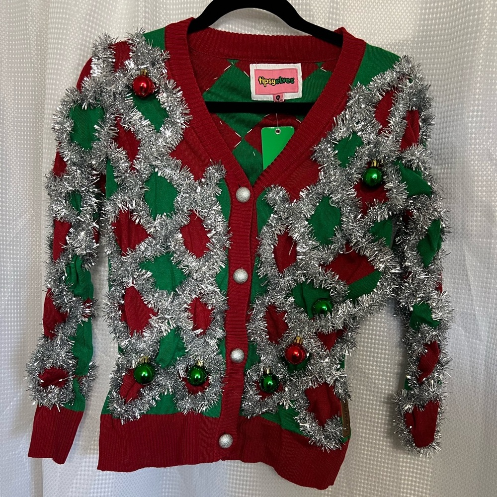 Tipsy Elves Festive Red and Green Cardigan